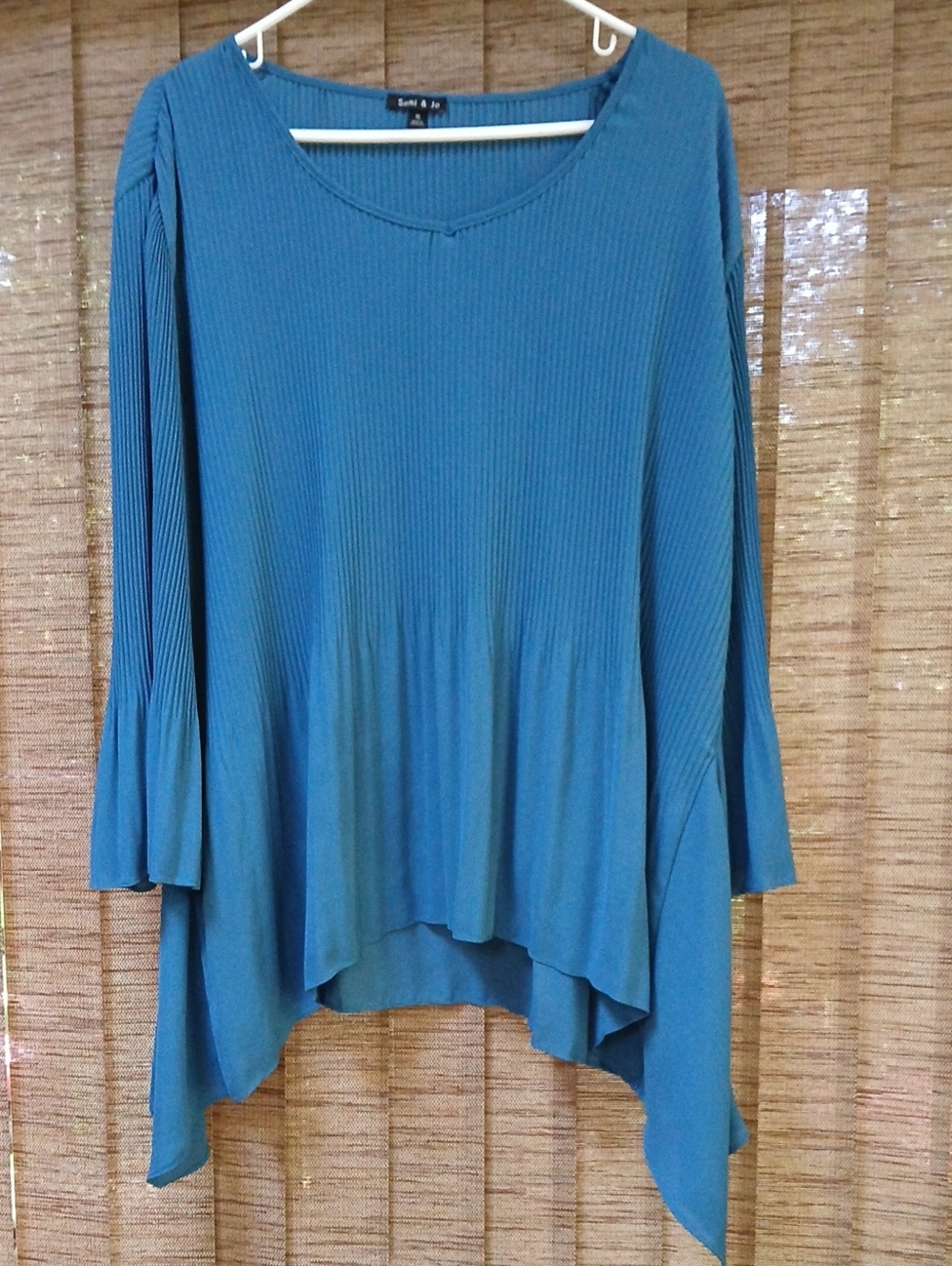 Sami & Jo Teal Ribbed Handkerchief-Hem Tunic